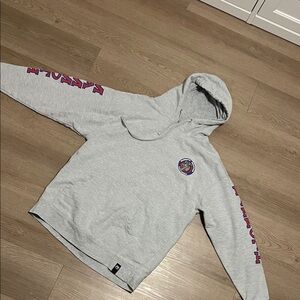 Mammoth Gray Hoodie with Blue and Red Lettering